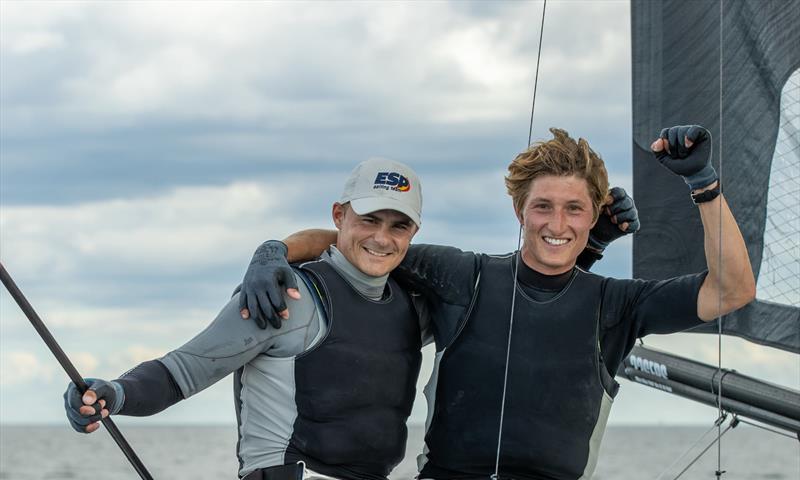 Diego Botin and Florian Trittel Paul (ESP) Gold medalists - 49er - Day 6 - European Championships - Aarhus, Denmark - July 2022 photo copyright Peter Brogger taken at Sailing Aarhus and featuring the 49er class