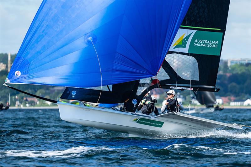 Tom Needham and Joel Turner on their way to making the Medal Race - 49er, 49erFX and Nacra 17 European Championships - photo © Beau Outteridge