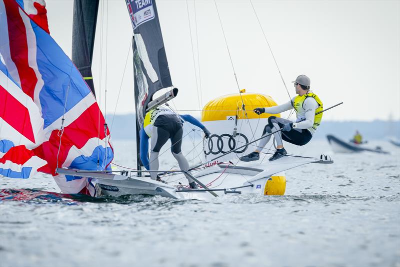 The battle for the Yellow Jersey of the 49er leaders is likely to get even more exciting at Kiel Week 2023, when the overall World Cup victory will also be at stake - photo © Sascha Klahn / Kieler Woche