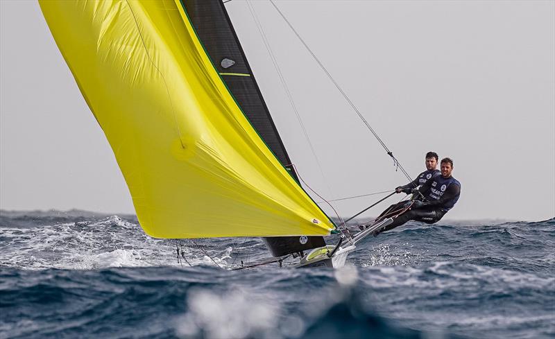 Peters and Sterritt (GBR) backing off, but leading the fleet - Lanzarote International Regatta 2023 - photo © Sailing Energy/ Lanzarote Sailing Center