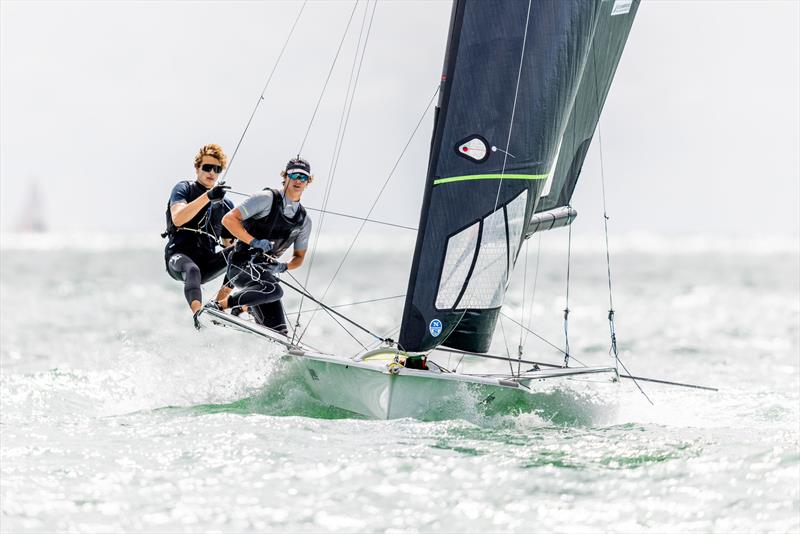 49er - Day 2 Oceanbridge NZL Sailing Regatta - Torbay Sailing Club - February 25, 2023 photo copyright Adam Mustill Photography taken at Torbay Sailing Club and featuring the 49er class