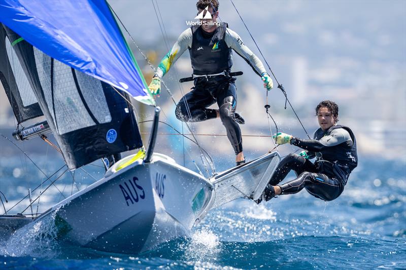 Jim Colley and Shaun Connor - Paris 2024 Olympic Sailing Test photo copyright Sander van der Borch / World Sailing taken at  and featuring the 49er class