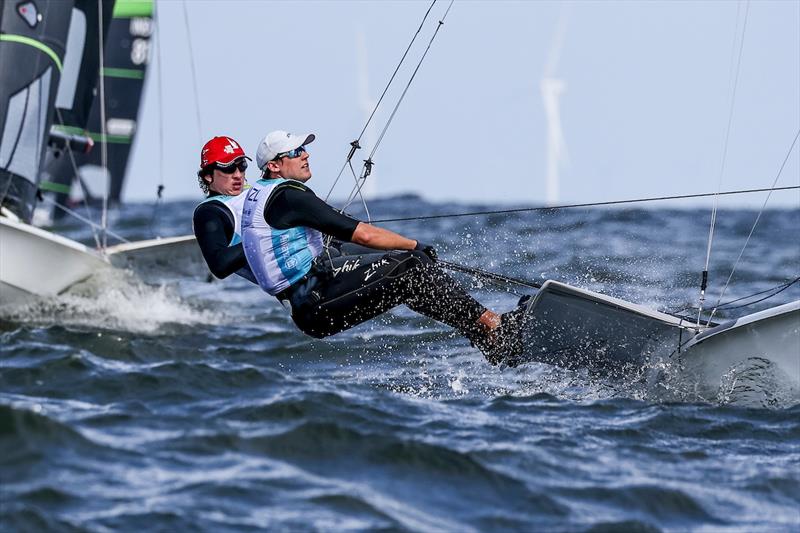 Campbell Stanton/William Shapland - 49er - NZL - Day 2, 2023 Allianz Sailing World Championships, The Hague, August 13, 2023  - photo © Sailing Energy / World Sailing