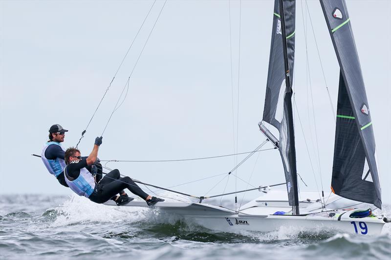 Logan Dunning Beck|Oscar Gunn - NZL - 49er -  Day 5, 2023 Allianz Sailing World Championships, The Hague, August 15, 2023  - photo © Sailing Energy / World Sailing