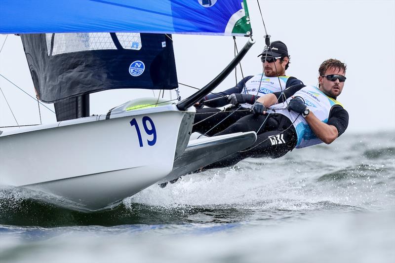 Logan Dunning Beck|Oscar Gunn - NZL - 49er -  Day 5, 2023 Allianz Sailing World Championships, The Hague, August 15, 2023  - photo © Sailing Energy / World Sailing