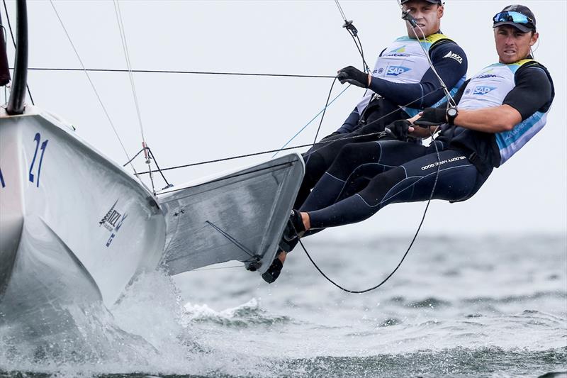 Isaac McHardie/Will McKenzie  - NZL - 49er -  Day 5, 2023 Allianz Sailing World Championships, The Hague, August 15, 2023  - photo © Sailing Energy / World Sailing