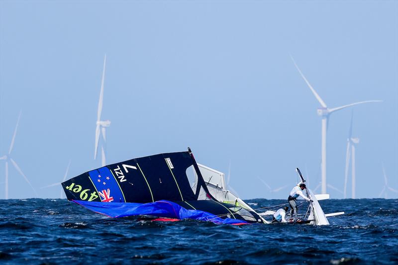 Logan Dunning Beck|Oscar Gunn - NZL - 49er-  Day 6, 2023 Allianz Sailing World Championships, The Hague, August 16, 2023  - photo © Sailing Energy / World Sailing