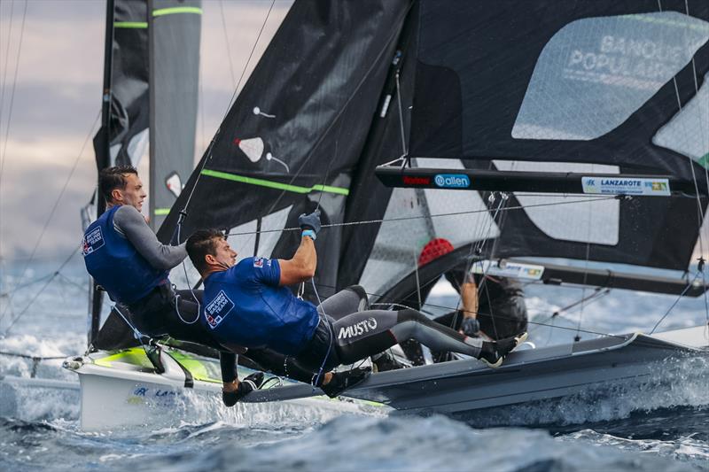 GBR 12 - James Grummett/Rhos Hawes - 49er and 49erFX World Championships 2024 photo copyright Sailing Energy / Lanzarote Sailing Center taken at Lanzarote Sailing Center and featuring the 49er class