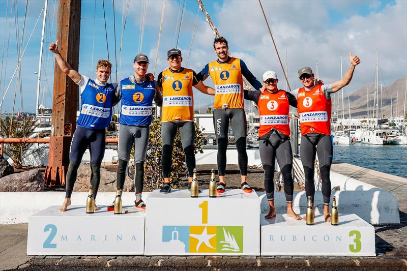 49er FX podium at the 49er and 49erFX World Championships 2024 - photo © Sailing Energy / Lanzarote Sailing Center