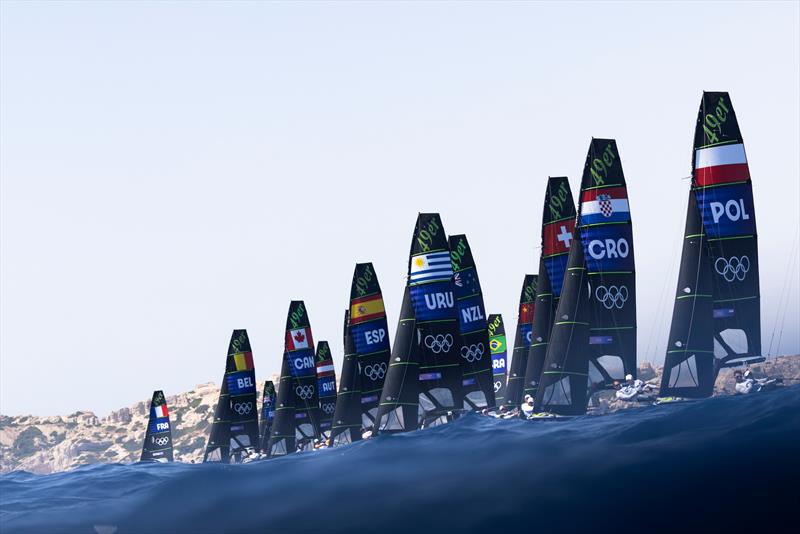 49er racing on July 29 in Marseille at the Paris 2024 Olympic Regatta photo copyright World Sailing / Lloyd Images taken at  and featuring the 49er class