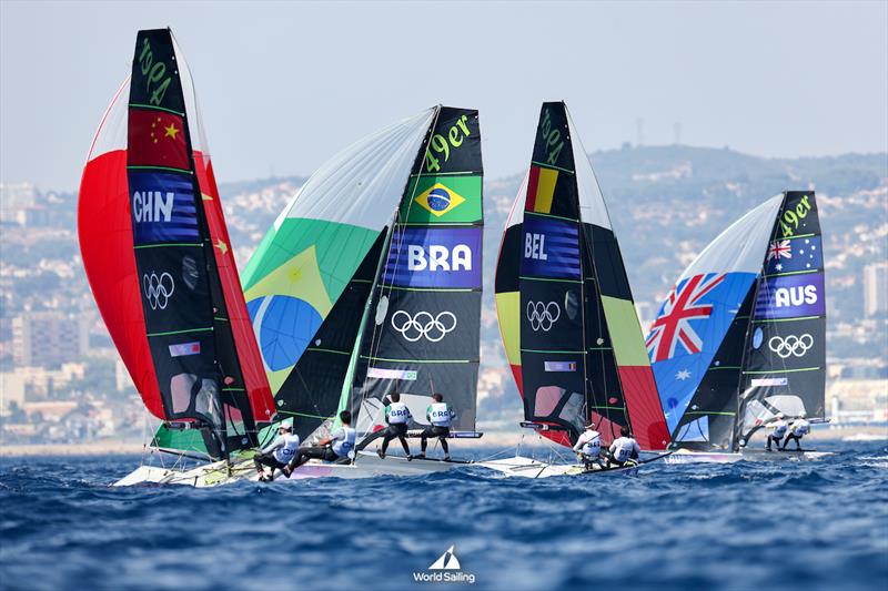 CHN, BRA, BEL, AUS - 49er - Marseille - Paris2024 Olympic Regatta - July 30, 2024 - photo © World Sailing / Sander van der Borch