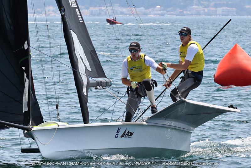 Seb Menzies and George Lee Rush win the 49er European Championships with a day to spare - photo © Nikos Pantis