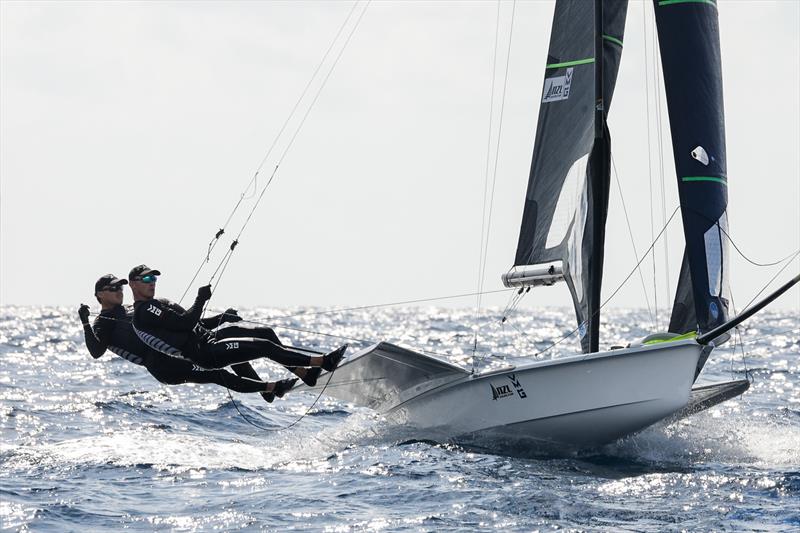 Isaac McHardie, William Mckenzie (NZL) - 49er World Championships - Sardinia - October 2025 photo copyright Sailing Energy taken at Circolo della Vela Sicilia and featuring the 49er class