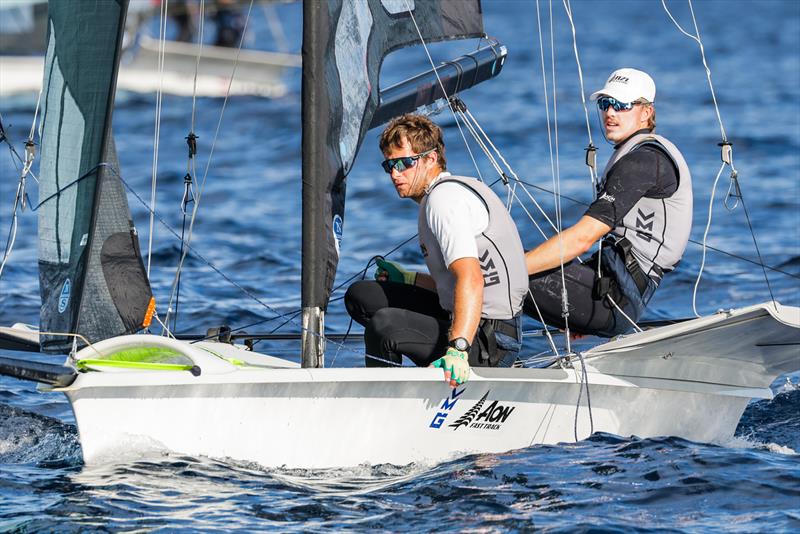 George Lee Rush Seb Menzies (NZL)  - 49er World Championships - Sardinia - October 2025 photo copyright Sailing Energy taken at Circolo della Vela Sicilia and featuring the 49er class