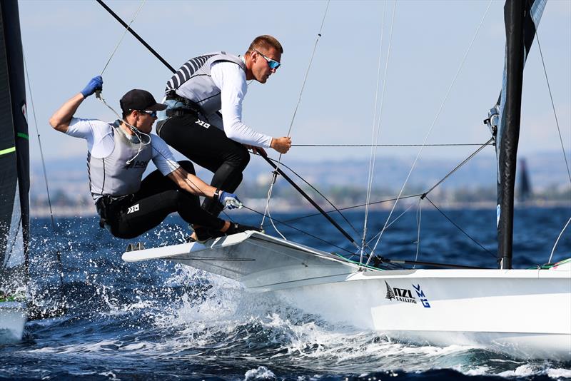 Sam Bacon Blake McGlashan (NZL)  - 49er World Championships - Sardinia - October 2025 photo copyright Sailing Energy taken at Circolo della Vela Sicilia and featuring the 49er class