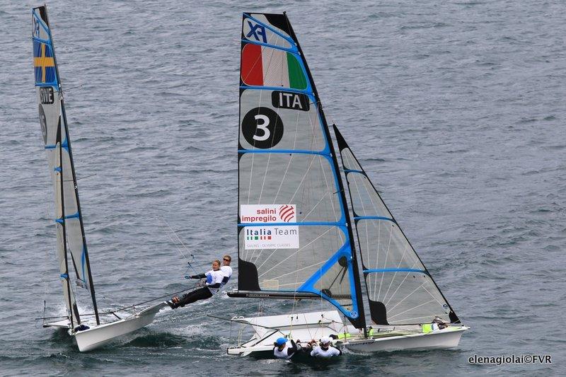 Eurosaf Champions Sailing Cup Leg 2 at Lake Garda day 4 photo copyright Elena Giolai taken at Fraglia Vela Riva and featuring the 49er FX class