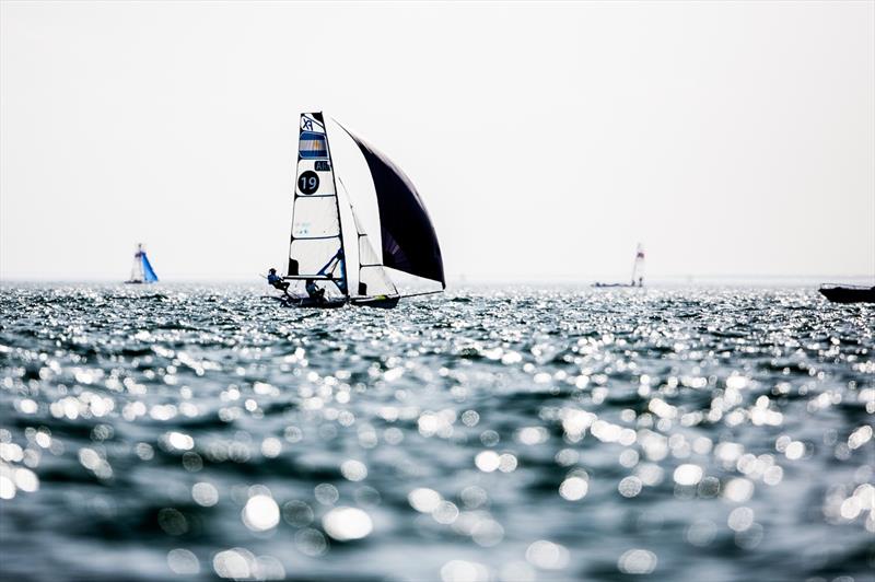 Argentinan 49erFX on day 2 of Sailing World Cup Miami photo copyright Pedro Martinez / Sailing Energy taken at Coconut Grove Sailing Club and featuring the 49er FX class