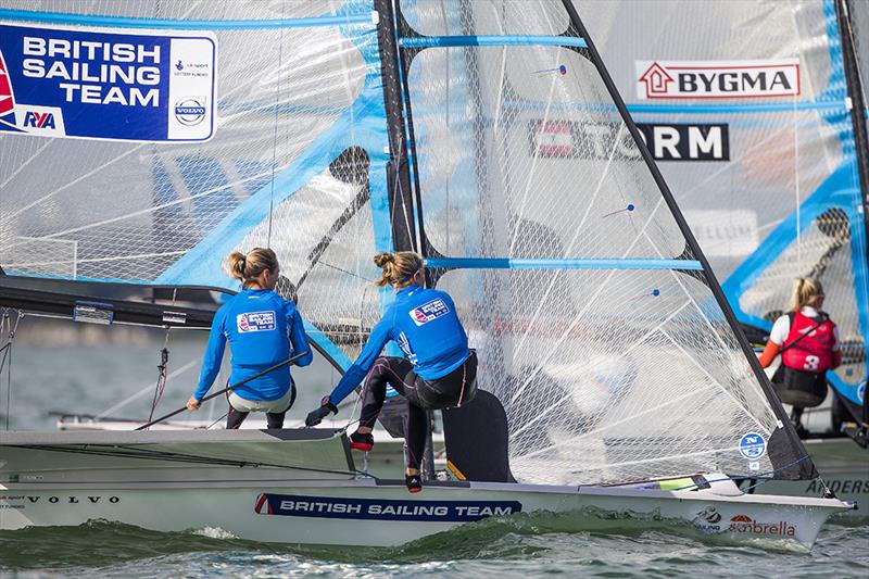 Charlotte Dobson & Sophie Ainsworth photo copyright Richard Langdon / British Sailing Team taken at  and featuring the 49er FX class