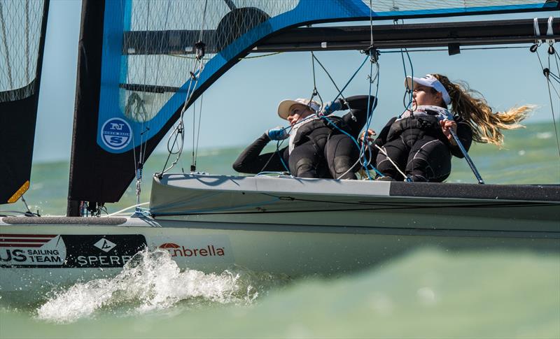 Racing on day 4 of the Nacra 17, 49er & 49erFX Worlds in Clearwater, Florida photo copyright Jen Edney / EdneyAP / 49er Class taken at Sail Life and featuring the 49er FX class
