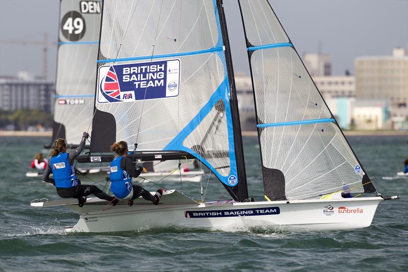 Charlotte Dobson and Sophie Ainsworth photo copyright Richard Langdon / British Sailing Team taken at  and featuring the 49er FX class