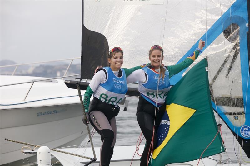 Gold for Martine Grael and Kahena Kunze (BRA) in the Women's 49erFX class at the Rio 2016 Olympic Sailing Competition photo copyright Sailing Energy / World Sailing taken at  and featuring the 49er FX class