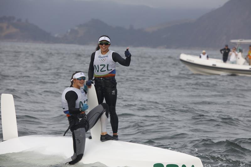 Silver for Alex Maloney and Molly Meech (NZL) in the Women's 49erFX class at the Rio 2016 Olympic Sailing Competition photo copyright Sailing Energy / World Sailing taken at  and featuring the 49er FX class