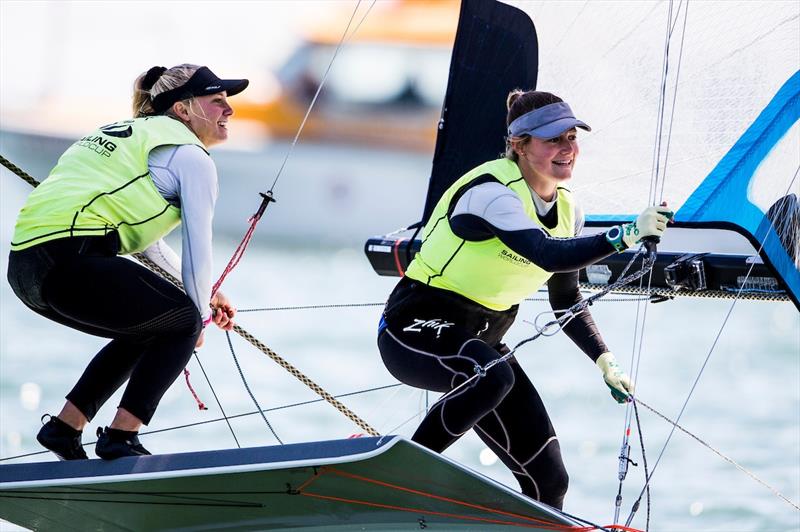 Tess Lloyd and Eliza Solly win gold in the Women's 49erFX class at the Sailing World Cup Final photo copyright Pedro Martinez / Sailing Energy / World Sailing taken at  and featuring the 49er FX class