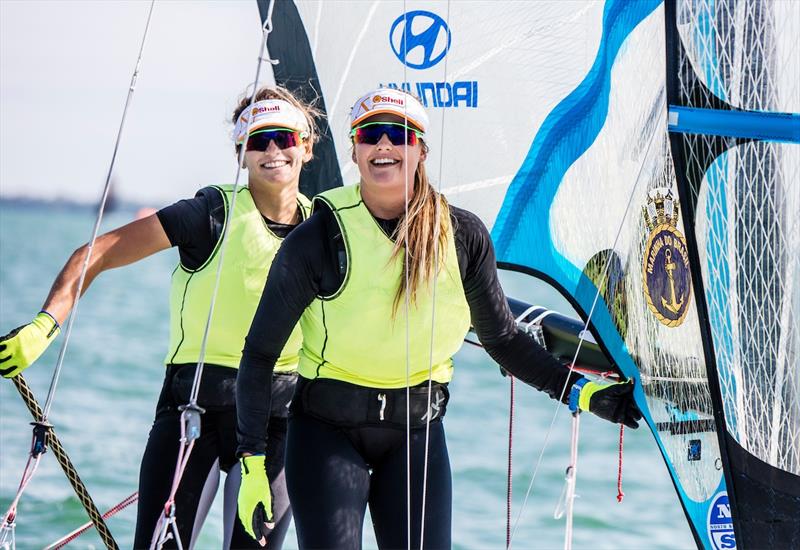 Martine Soffiati Grael and Kahena Kunze (BRA) win the 49er FX class at World Cup Series Miami photo copyright Pedro Martinez / Sailing Energy / World Sailing taken at Coconut Grove Sailing Club and featuring the 49er FX class