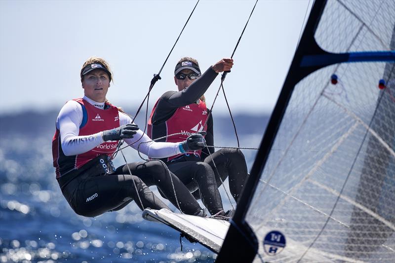 Charlotte Dobson & Saskia Tidey claim 49erFX bronze at World Cup Hyères - photo © Richard Langdon / British Sailing Team