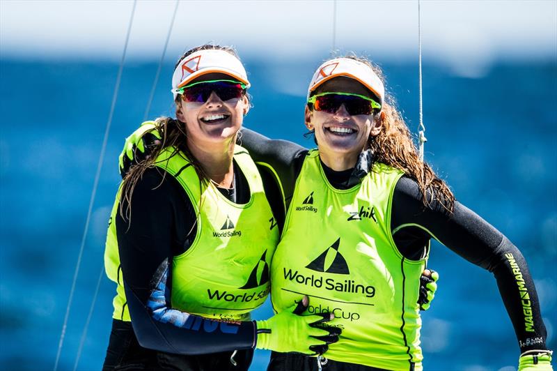 Grael and Kunze win the 49er FX class at World Cup Hyères photo copyright Pedro Martinez / Sailing Energy / World Sailing taken at COYCH Hyeres and featuring the 49er FX class