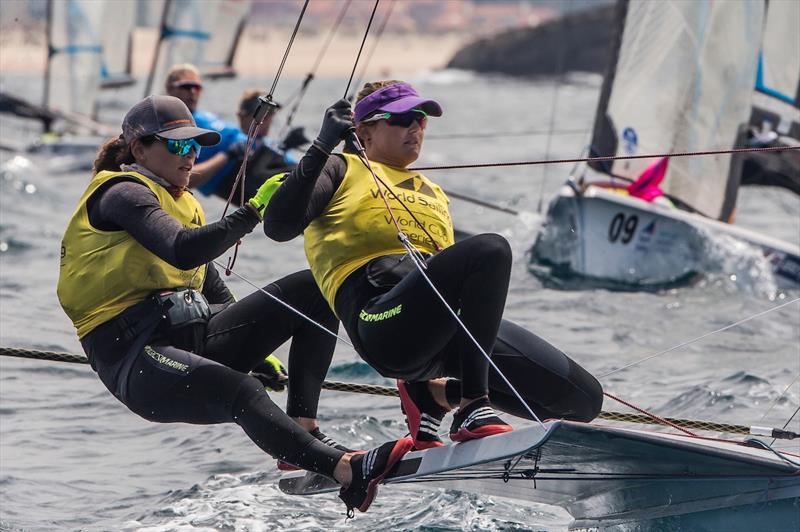 Martine Grael and Kahena Kunze of Brazil in the 49erFX on day 4 of the World Cup Series Final in Santander photo copyright Jesus Renedo / Sailing Energy / World Sailing taken at  and featuring the 49er FX class