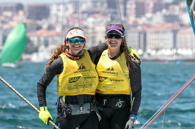 Rio 2016 gold medallists Martine Grael and Kahena Kunze continue to dominate on day 5 of the World Cup Series Final in Santander photo copyright Jesus Renedo / Sailing Energy / World Sailing taken at  and featuring the 49er FX class