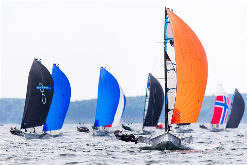 49er FX Europeans at Kiel day 5 photo copyright Pedro Martinez / Sailing Energy taken at Kieler Yacht Club and featuring the 49er FX class