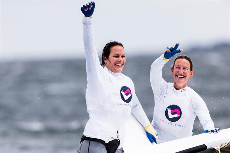 Tina Lutz and Susan Beuke (GER) win the 49er FX Europeans at Kiel - photo © Pedro Martinez / Sailing Energy