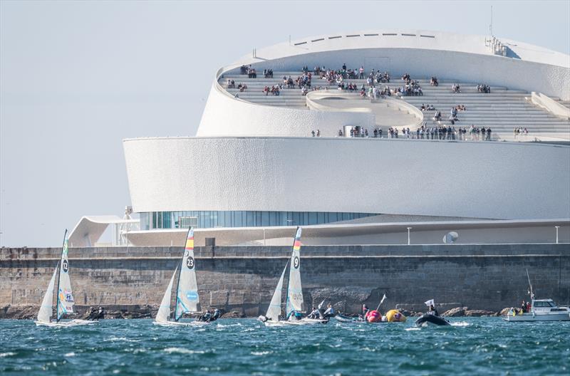 FX Medal Races at the 49er Worlds in Portugal photo copyright Ricardo Pinto taken at Clube de Vela Atlântico and featuring the 49er FX class