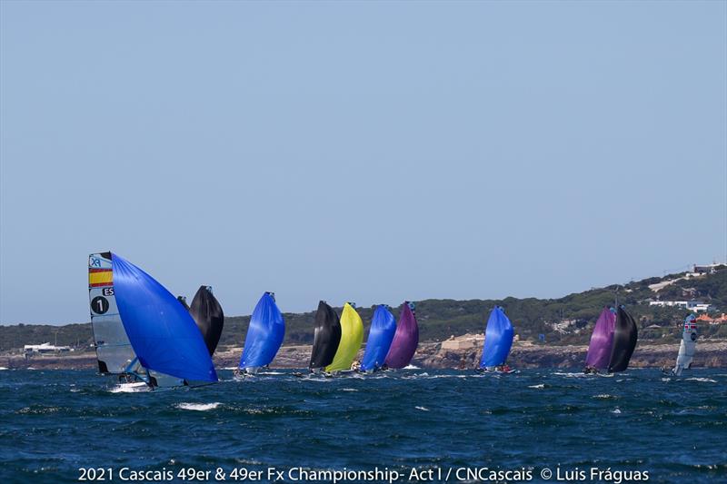 Cascais 49er & 49erFx Championship day 3 photo copyright Luis Fráguas taken at Clube Naval de Cascais and featuring the 49er FX class