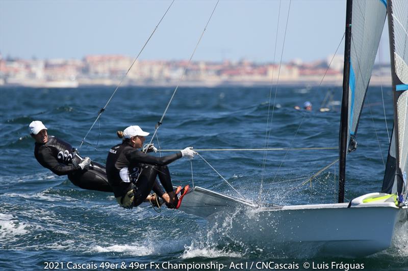 Cascais 49er & 49erFx Championship day 3 photo copyright Luis Fráguas taken at Clube Naval de Cascais and featuring the 49er FX class