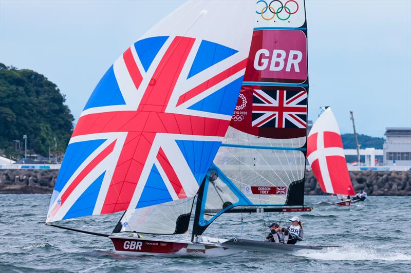 Charlotte Dobson and Saskia Tidey in the Women's 49erFX fleet on Tokyo 2020 Olympic Sailing Competition Day 3 - photo © Sailing Energy / World Sailing