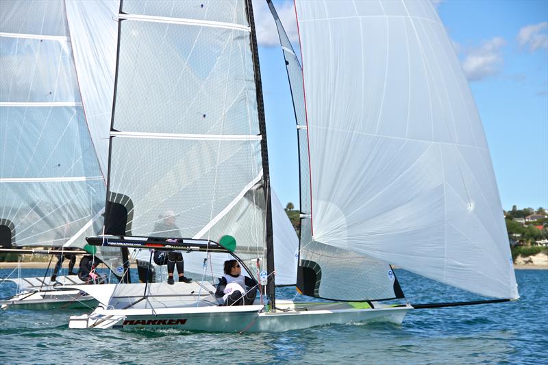 Developing new classes is an expensive, high risk process - 49erFX rig development using paired boats off Takapuna in 2012 - photo © Richard Gladwell