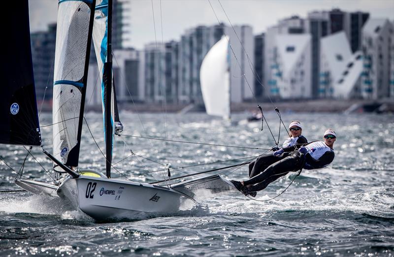 Alex Maloney and Molly Meech (NZL) 49er FX - 2018 Hempel Sailing World Championships, Aarhus, Denmark photo copyright Sailing Energy taken at Sailing Aarhus and featuring the 49er FX class