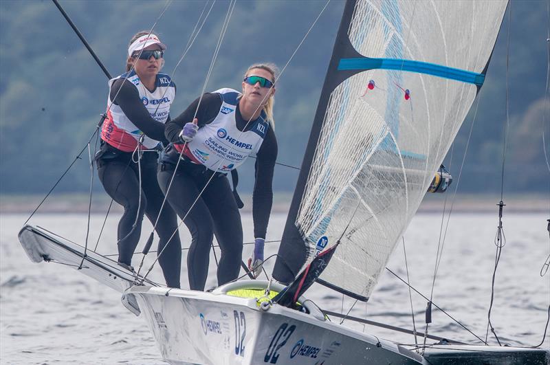 Alex Maloney and Molly Meech (NZL) 49erFX  Day 7 - Hempel Sailing World Championships, Aarhus, Denmark, August 8, 2018 photo copyright Sailing Energy / World Sailing taken at  and featuring the 49er FX class