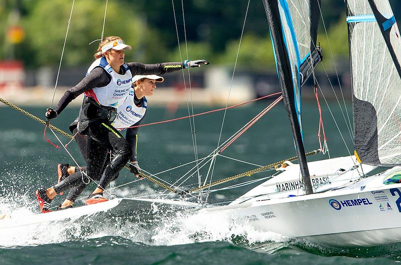 Martine Grael - 49erFX - Day 11 - Hempel Sailing World Championships, Aarhus, Denmark, August 2018 photo copyright Sailing Energy / World Sailing taken at  and featuring the 49er FX class