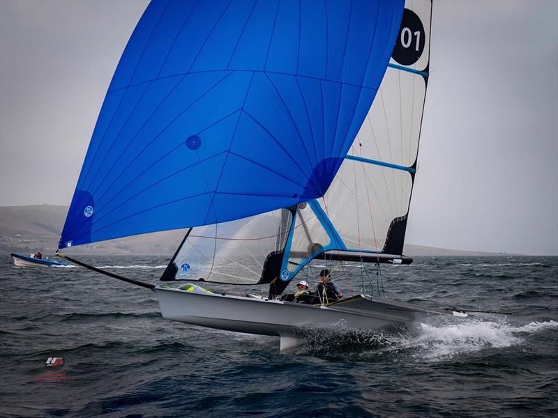 49erFX winners John Cooley and Simon Murnaghan - 2019 Zhik 9er Australian Championship photo copyright Hartas Productions taken at Royal Yacht Club of Tasmania and featuring the 49er FX class