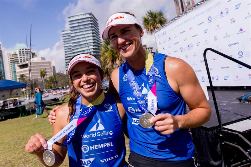 Alex Maloney and Molly Meech won the Silver Medal in the 49erFX at the 2019 Sailing World Cup, Miami photo copyright Sailing Energy / World Sailing taken at Miami Yacht Club and featuring the 49er FX class