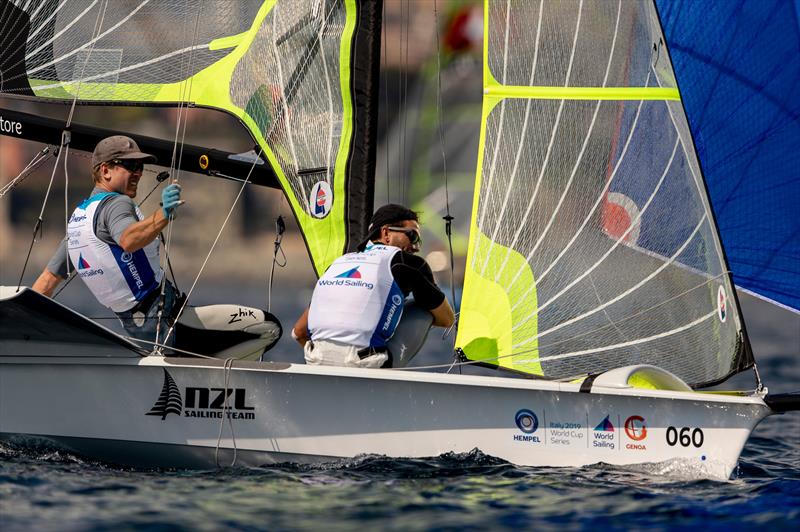 Peter Burling and Blair Tuke - 49er  - NZL- Day 4 - Hempel Sailing World Cup - Genoa - April 2019 photo copyright Jesus Renedo / Sailing Energy taken at Yacht Club Italiano and featuring the 49er FX class