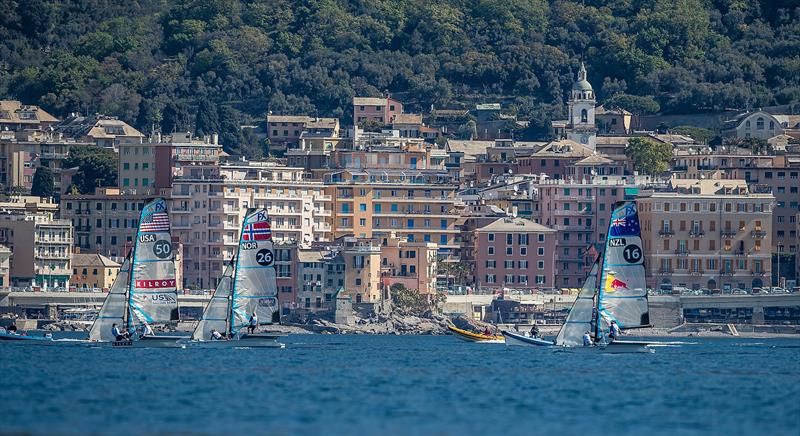 - 49erFX - NZL- Day 6 - Hempel Sailing World Cup - Genoa - April 2019 photo copyright Jesus Renedo / Sailing Energy taken at Yacht Club Italiano and featuring the 49er FX class