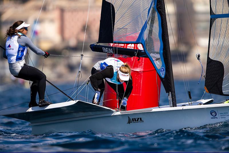 Alex Maloney and Molly Meech - 49er FX - NZL- Day 6 - Hempel Sailing World Cup - Genoa - April 2019 - photo © Sailing Energy