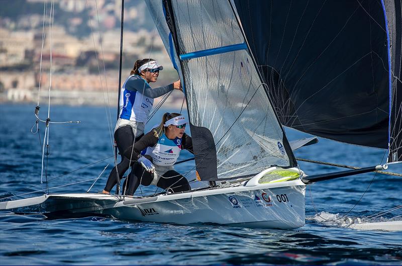 Alex Maloney and Molly Meech- 49er FX- NZL- Day 6 - Hempel Sailing World Cup - Genoa - April 2019 photo copyright Sailing Energy taken at Yacht Club Italiano and featuring the 49er FX class