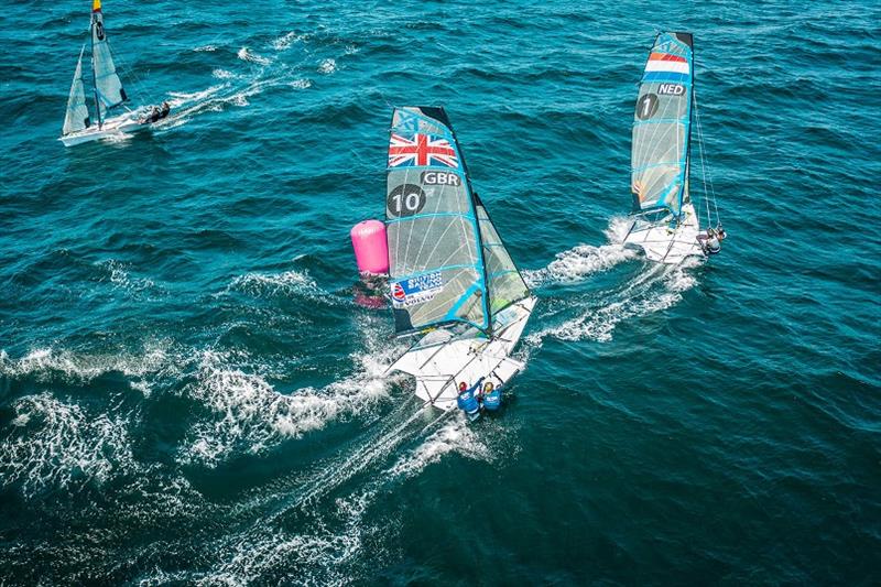 Charlotte Dobson and Saskia Tidey - Volvo 49er, 49erFX, Nacra 17 European Championship 2019, Day 1 photo copyright Nick Dempsey / RYA taken at Weymouth & Portland Sailing Academy and featuring the 49er FX class