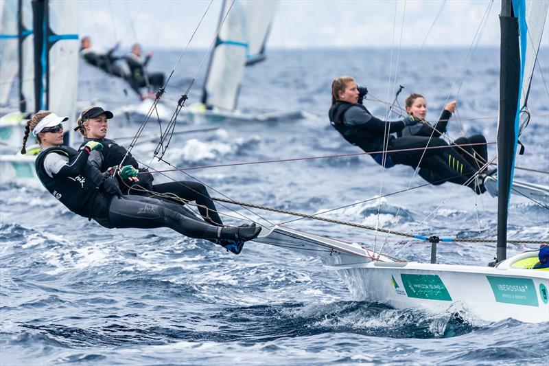 Tess Lloyd and Jaime Ryan competing at Palma photo copyright Beau Outteridge taken at Weymouth & Portland Sailing Academy and featuring the 49er FX class